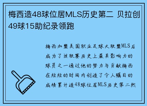 梅西造48球位居MLS历史第二 贝拉创49球15助纪录领跑